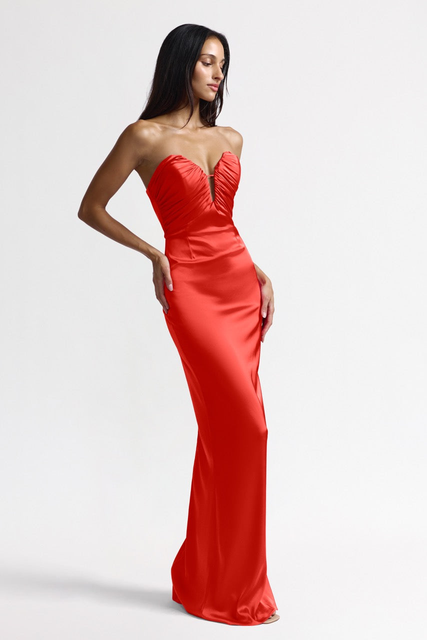 cherry satin dress Regina Crepe Satin Dress