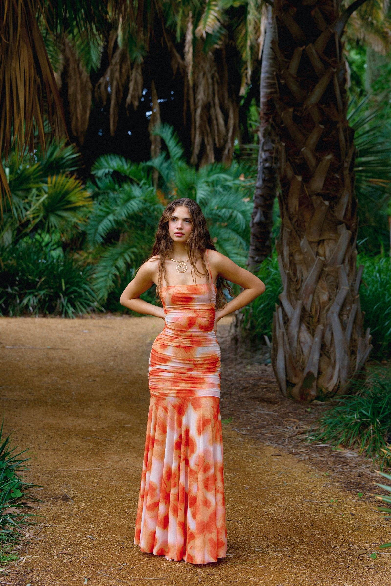 orange hibiscus dress Braelyn Orange Hibiscus Print Strapless Maxi Dress - US 6