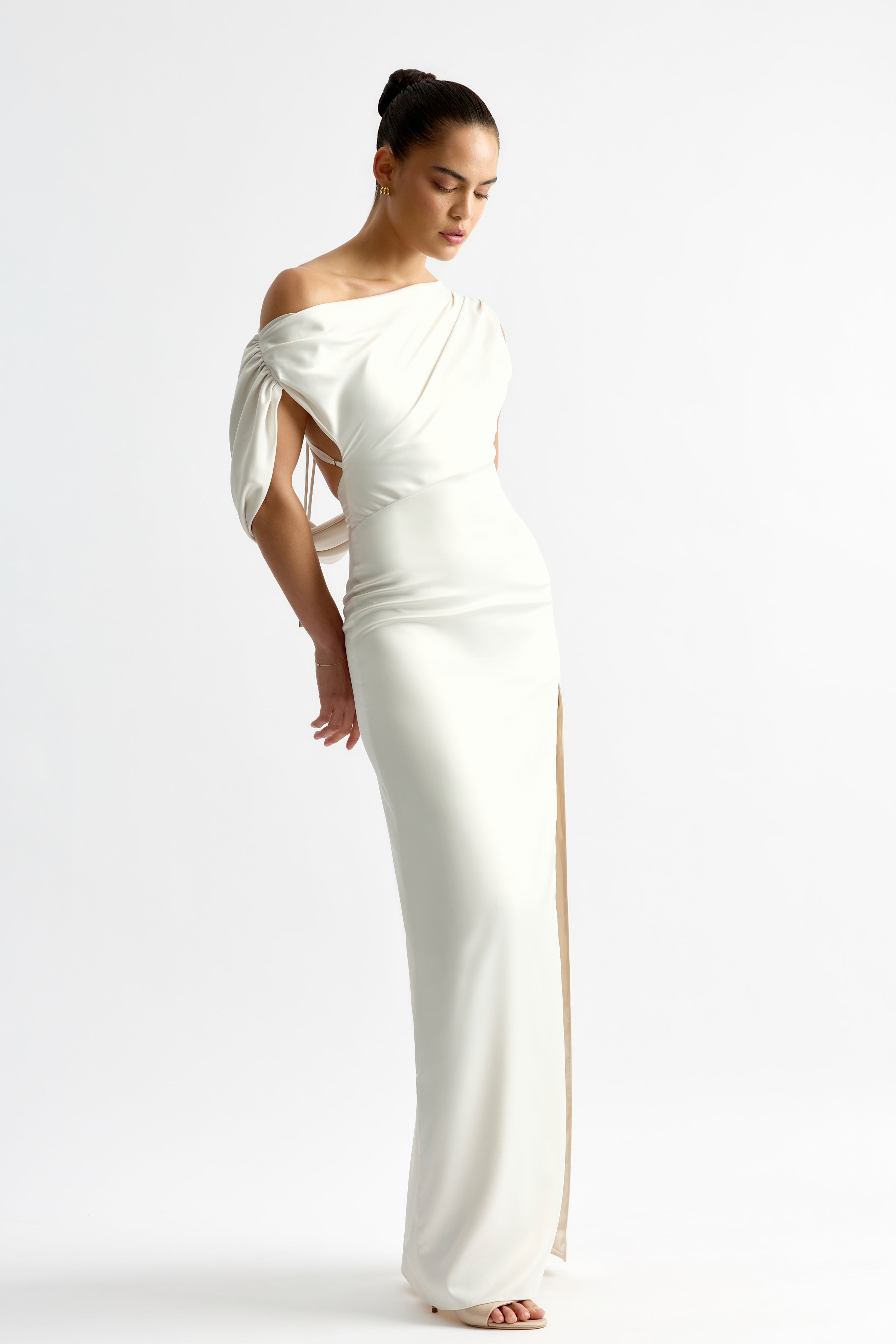 Jayne Jade Dress One Shoulder Satin Gown