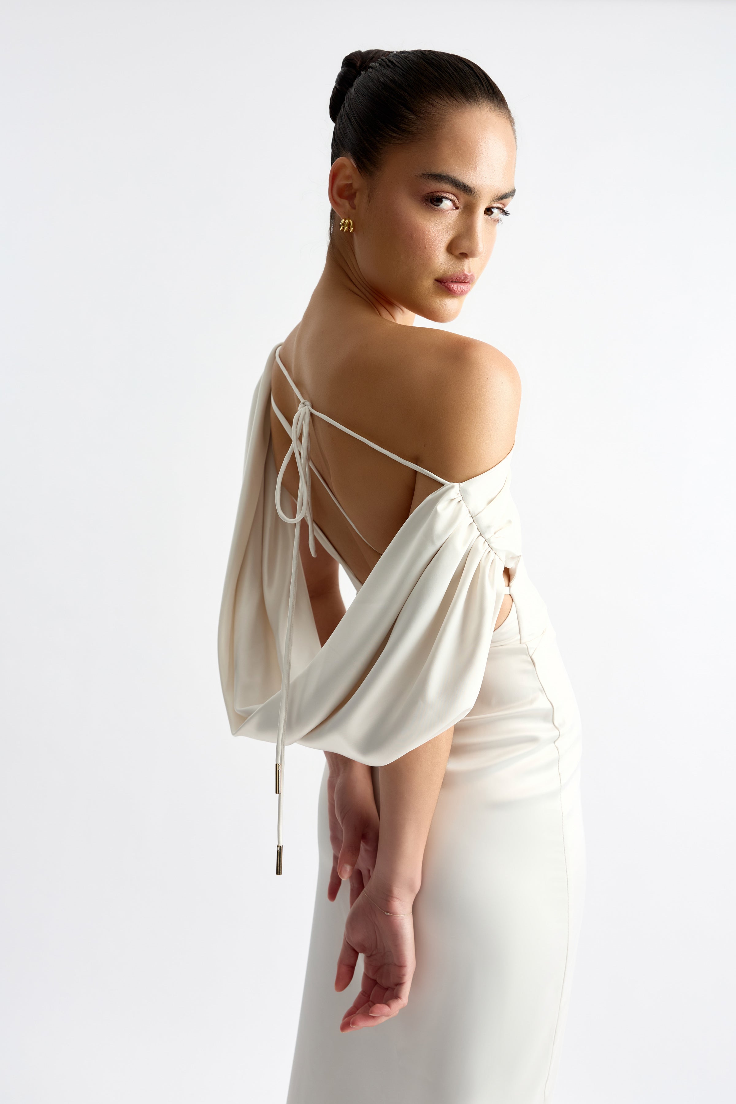 Jayne Jade Dress One Shoulder Satin Gown