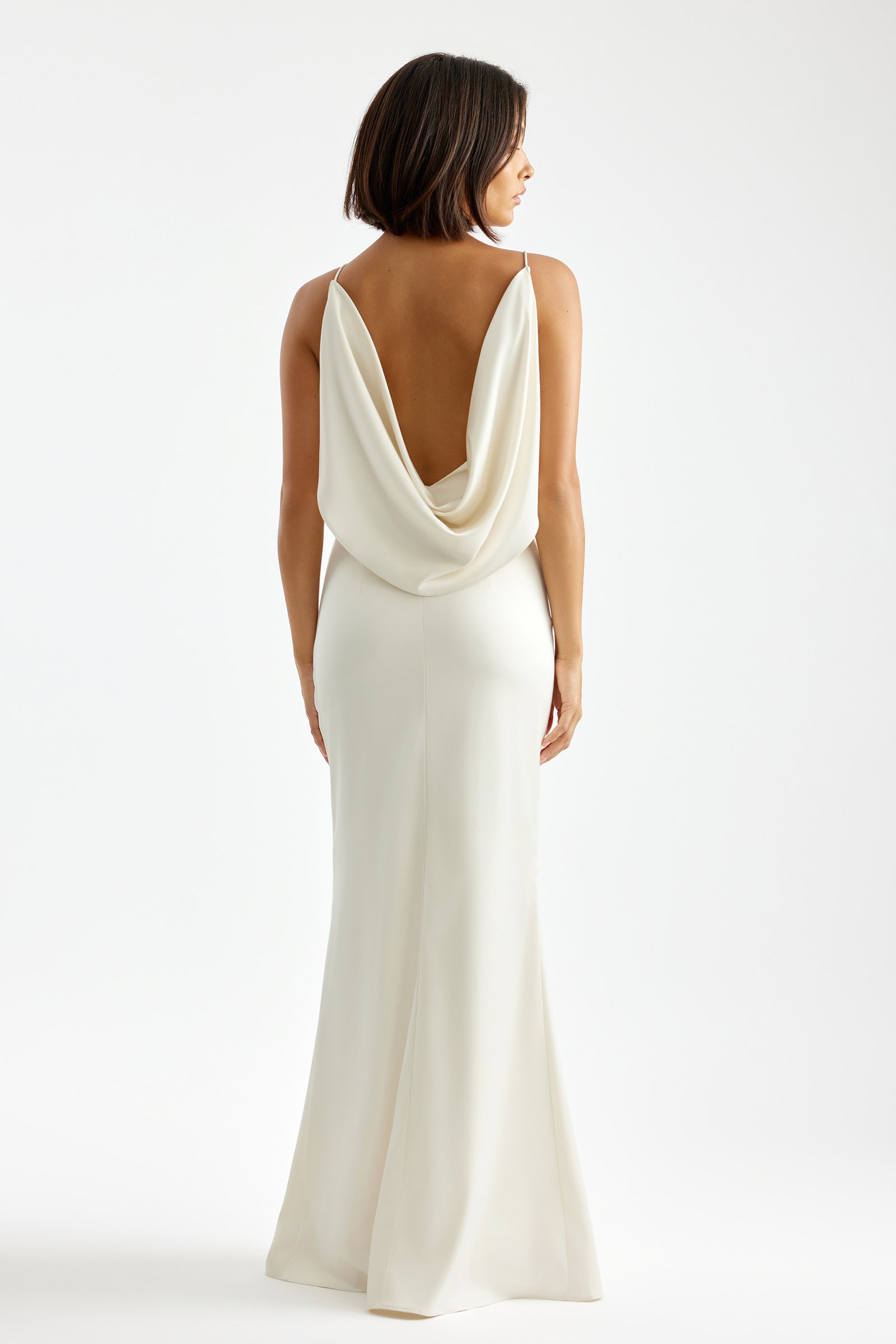 Leila Dress Oyster Satin Gown Mermaid Skirt | Studio Lexi