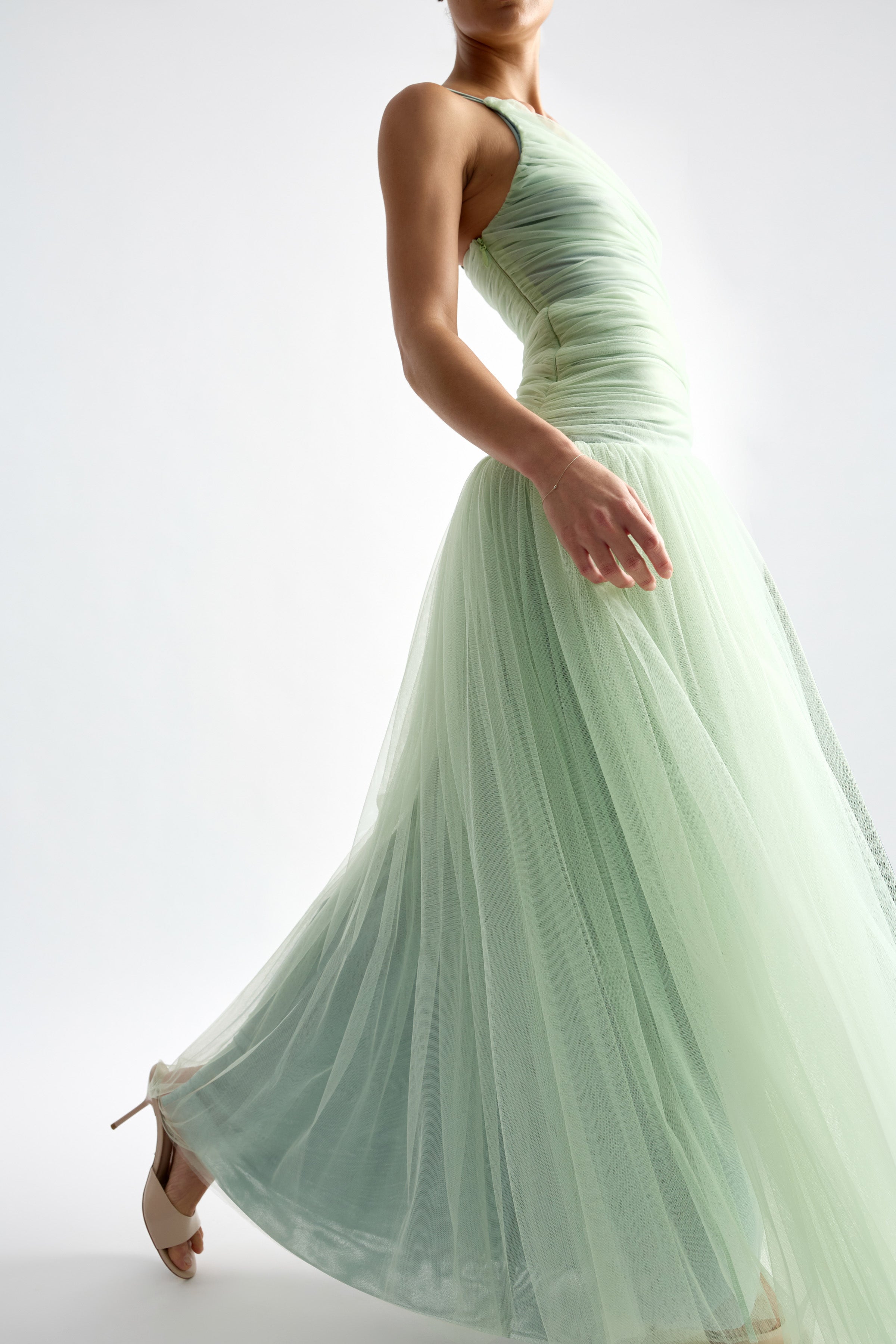 green emerald velvet dress A-line V-Neck Empire-Waist Mint Green Appliques Chiffon Long Prom Dres –  Modsele main image 0
