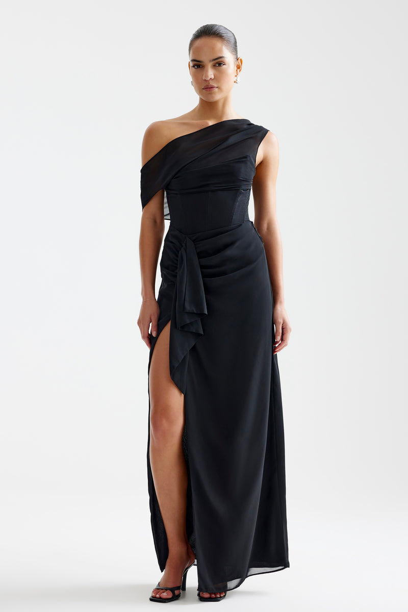 LERURE リルアー　drepe design dress black Mirelle-Dress-Black-