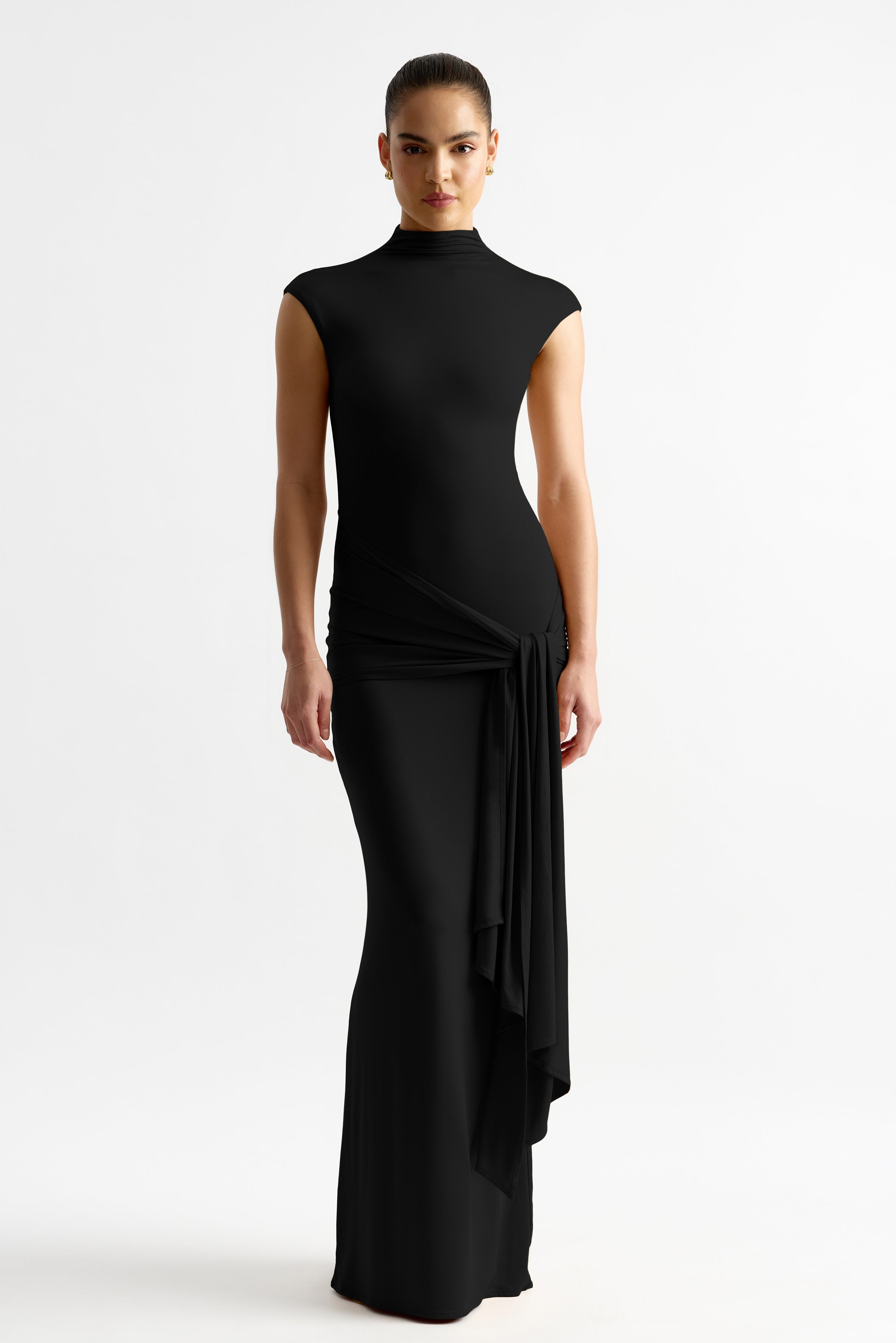 Thierry Dress Black Jersey Gown Floor Length | Studio Lexi