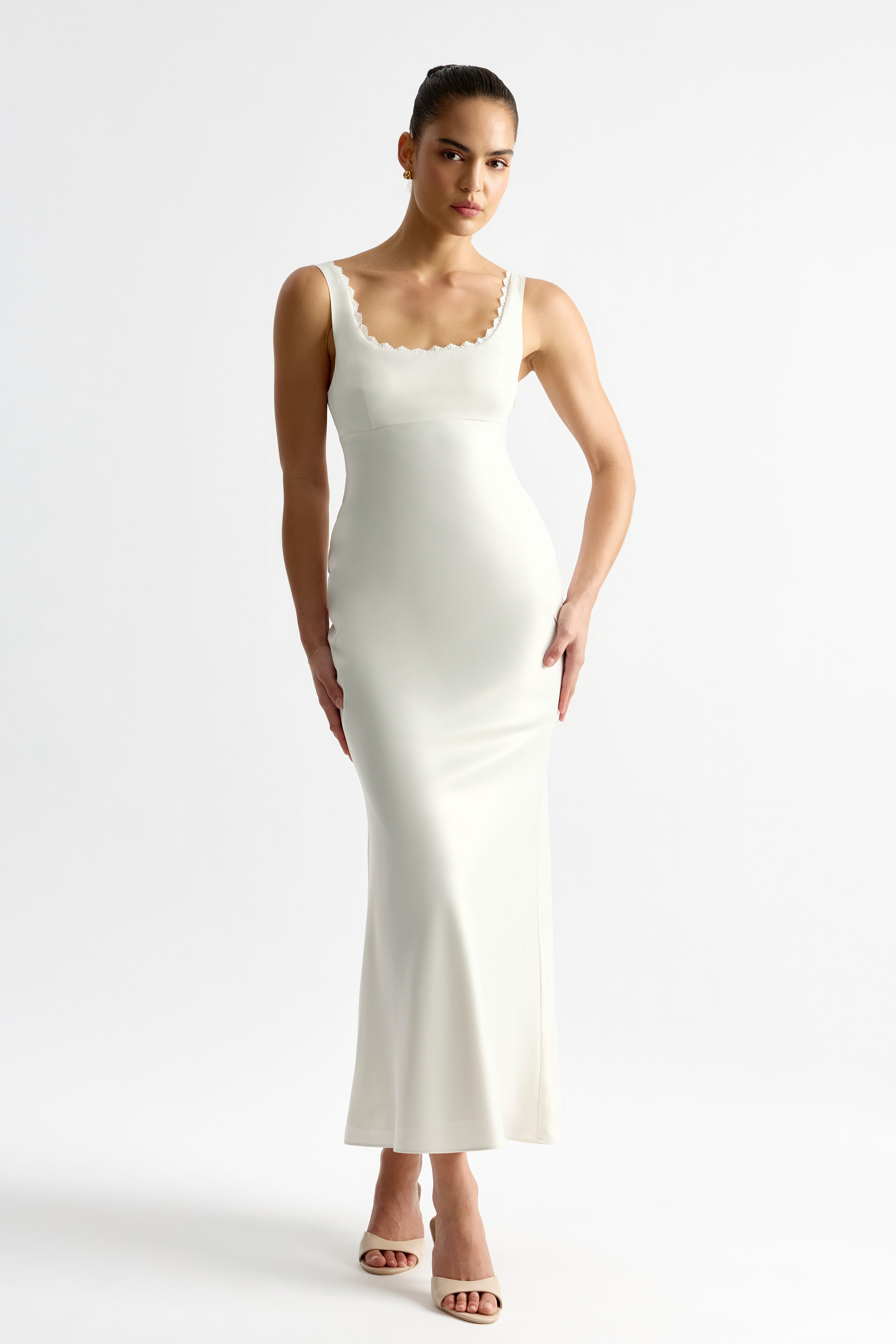 oyster cocktail dress St Lucia Front Split Midi Dress Oyster
