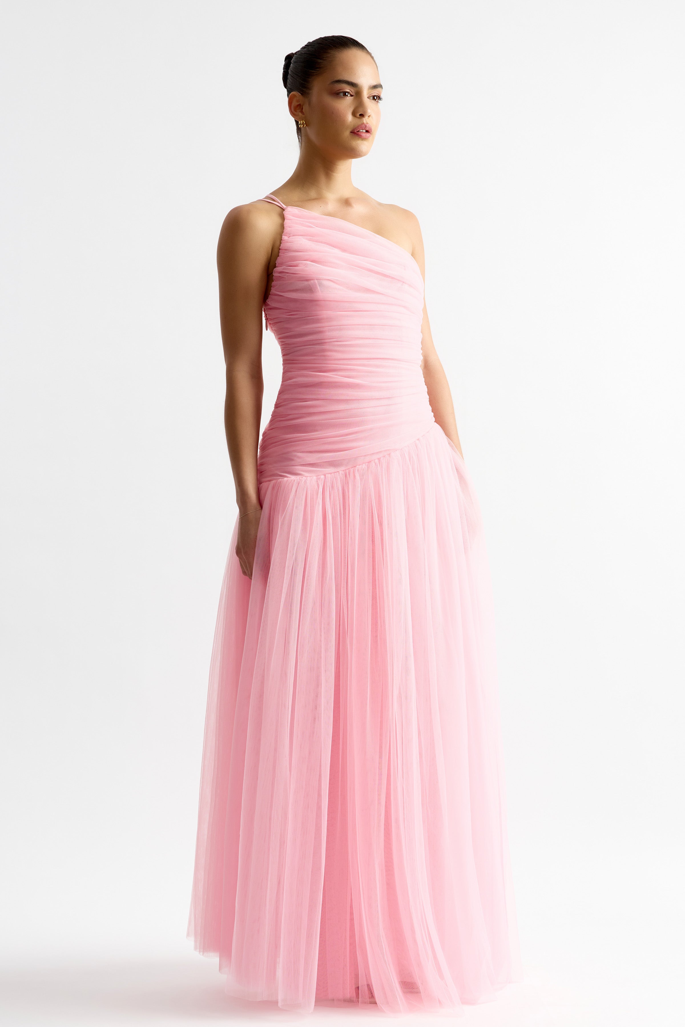 Madeleine Pink Dress One Shoulder Tulle Gown | Studio Lexi