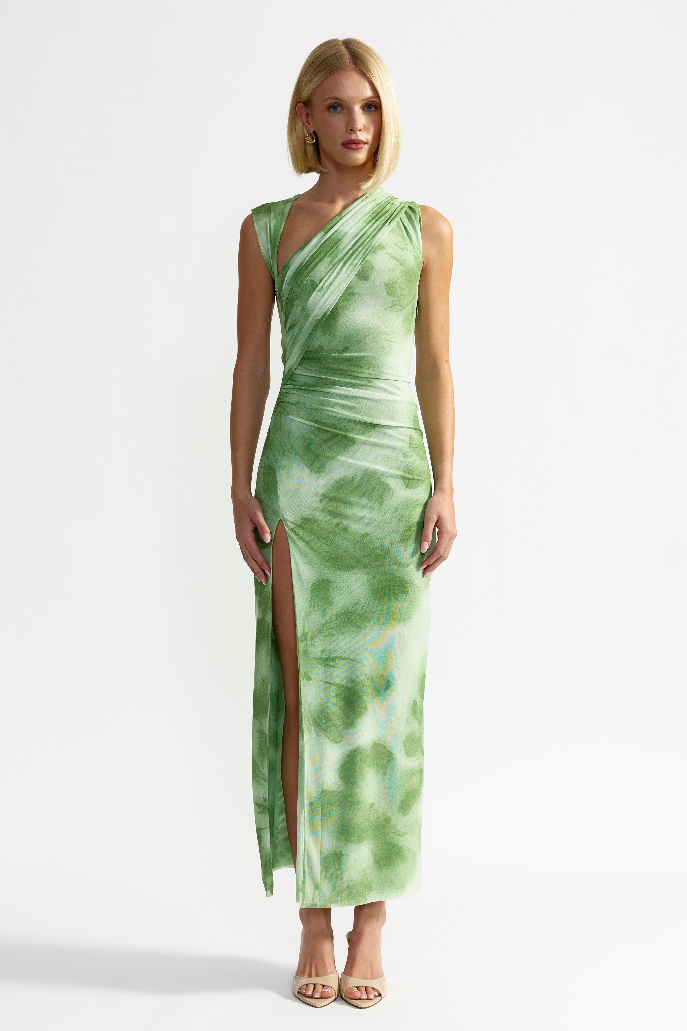 hibiscus print maxi dress Henry Dress - Green Hibiscus Print, AU/UK 12