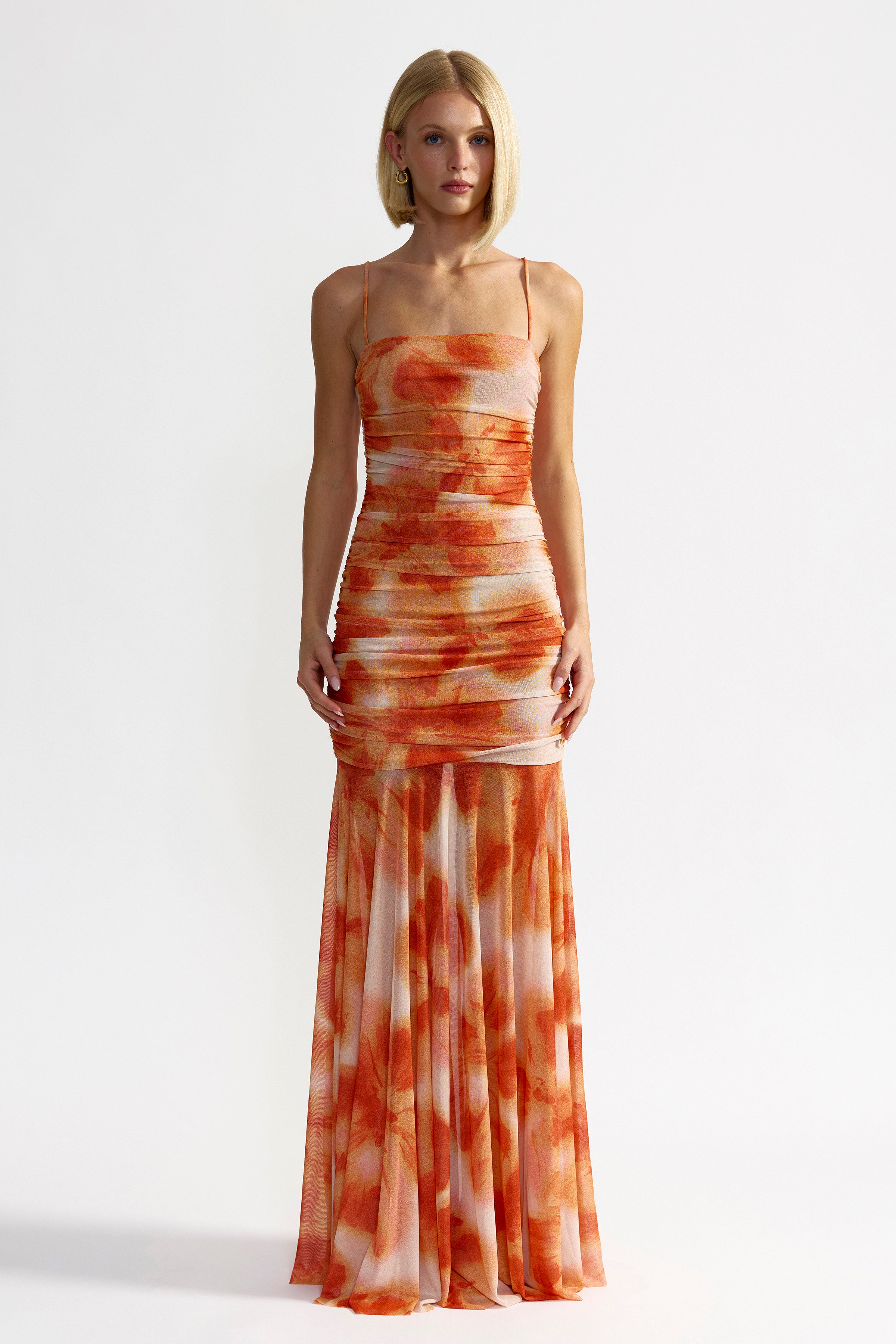 Karissa Dress - Orange Hibiscus Print