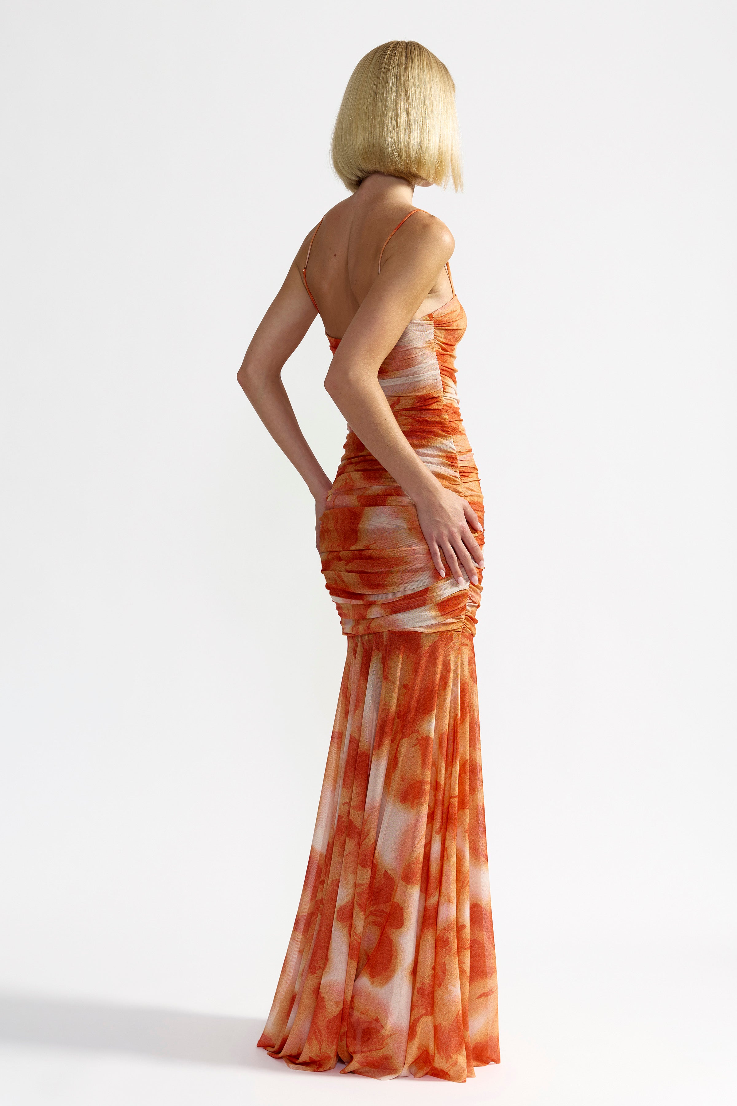 Karissa Dress - Orange Hibiscus Print