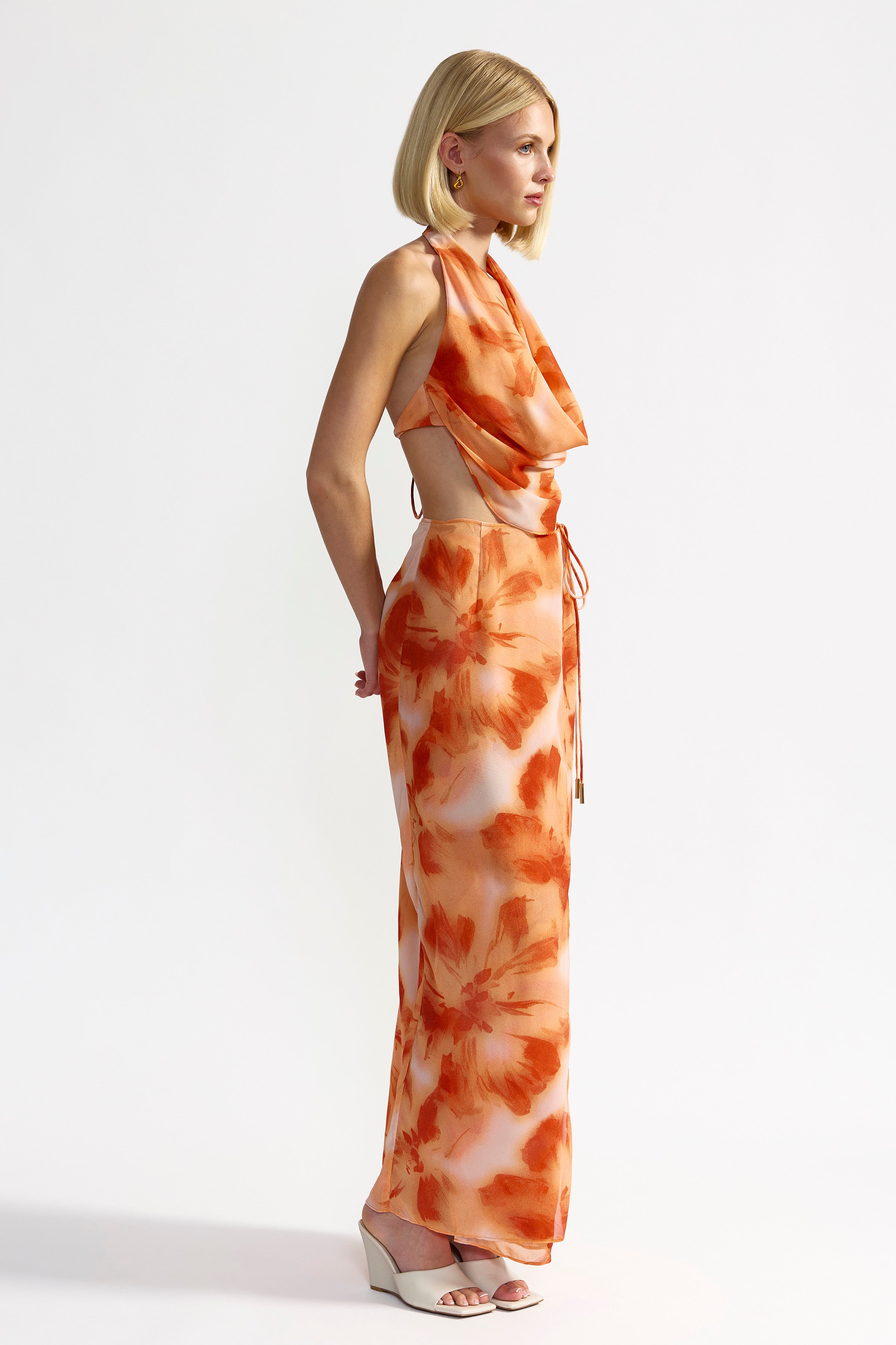 Sabina Set - Orange Hibiscus Print