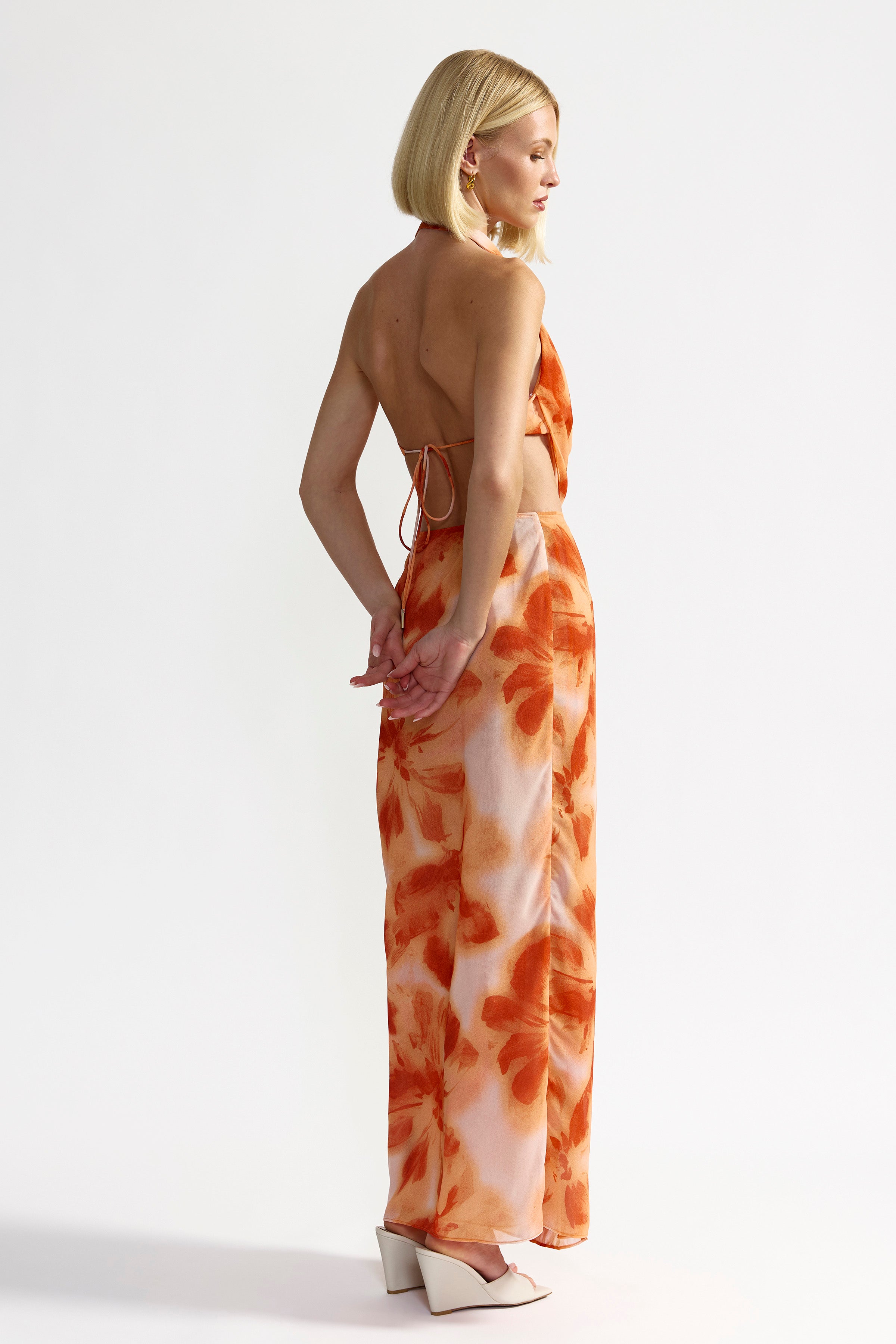 Sabina Set - Orange Hibiscus Print