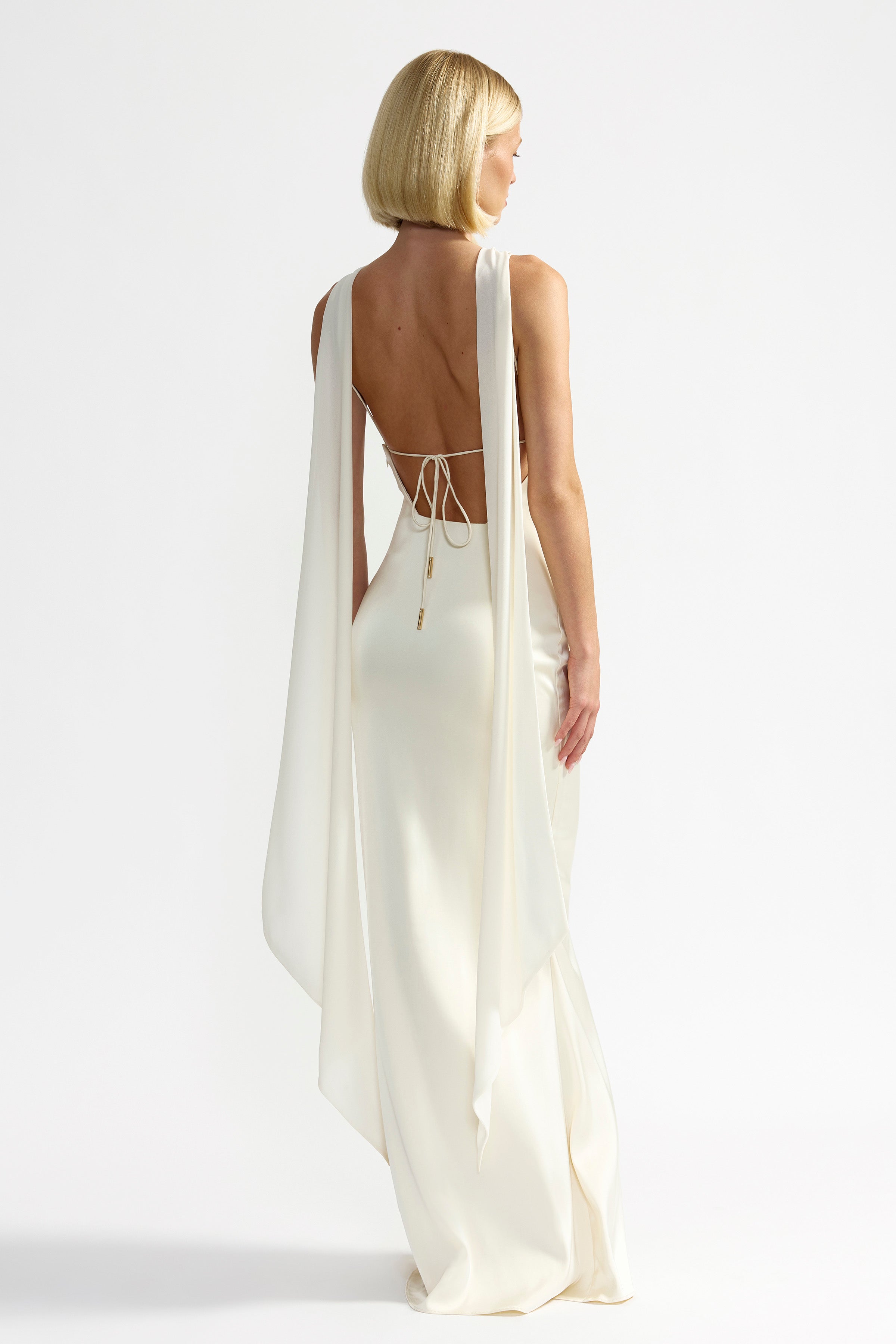 cream backless prom dress Spaghetti Straps Lace Champagne Backless Prom Dress with Side Slit