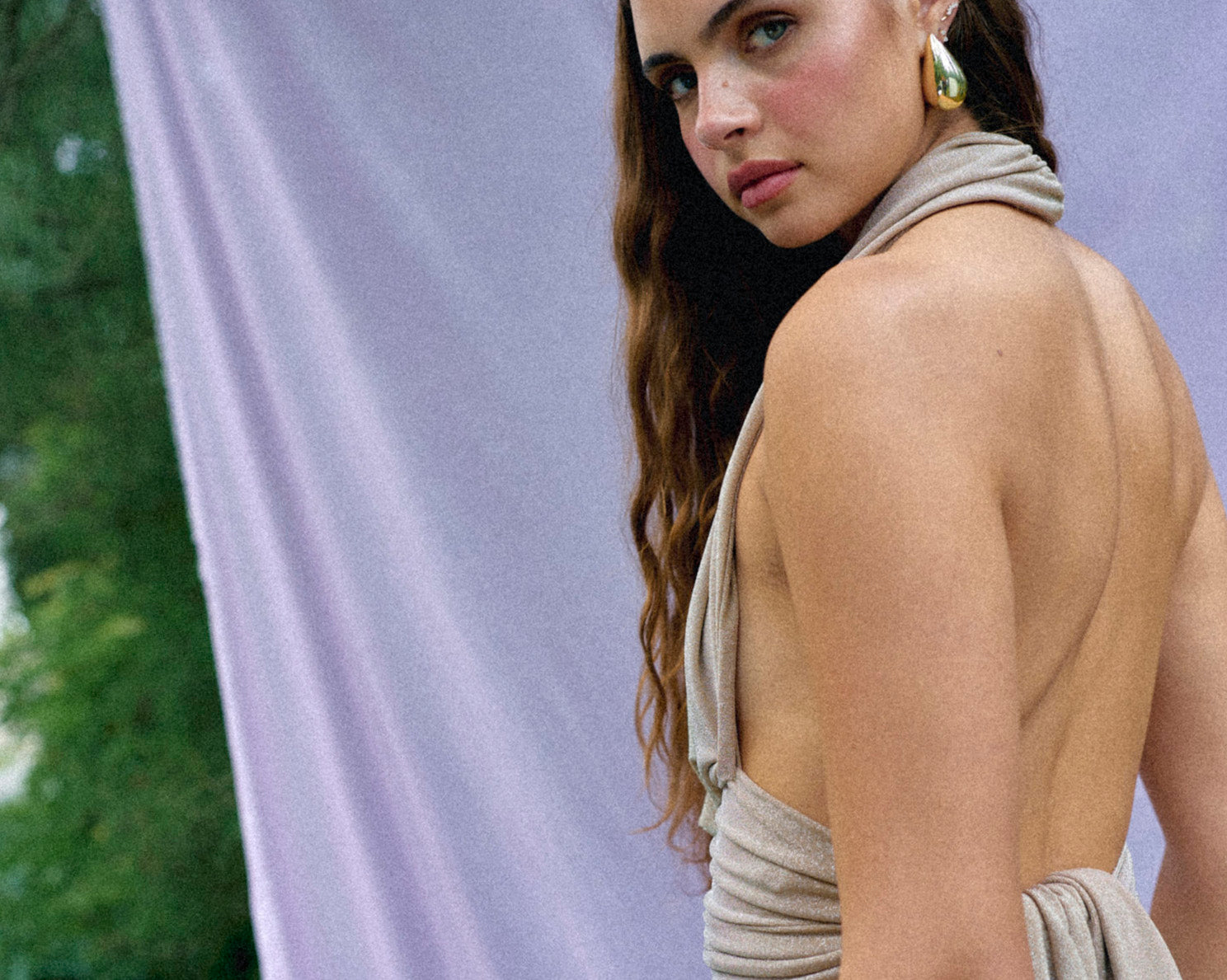 Luna Gold Dress Ankle Length Halter Split | Studio Lexi Luna Gold Dress Ankle Length Halter Split | Studio Lexi