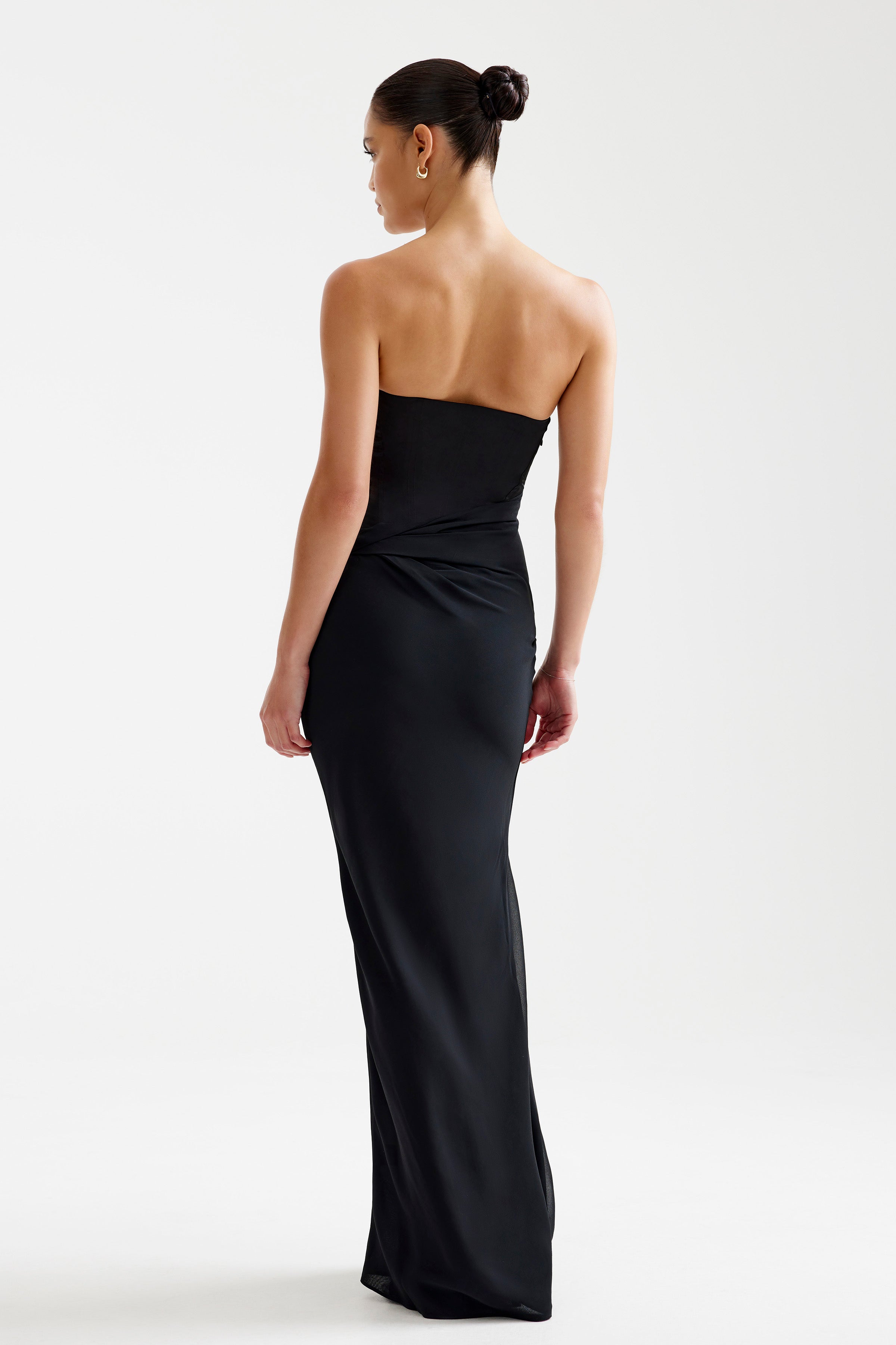 Elora Dress black strapless silhouette with sleek fit and smooth back for formal black tie and evening occasions