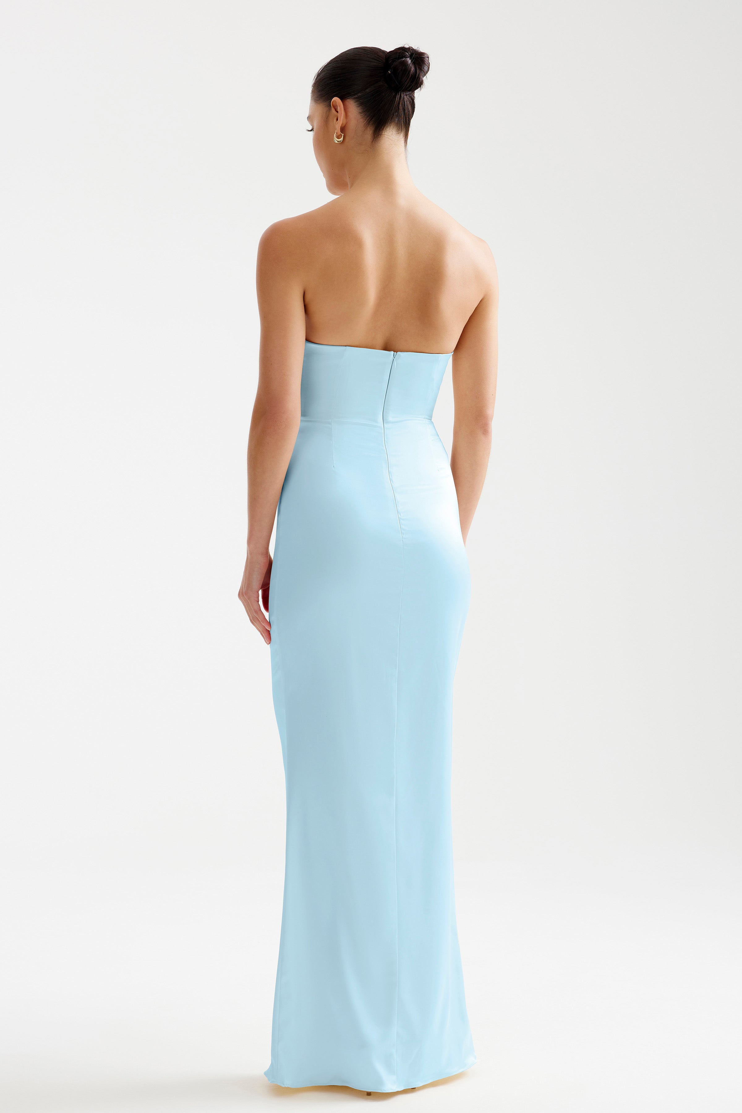 Magnolia Dress featuring a strapless, fitted silhouette in glacier blue for formal and bridesmaid occasions by Studio Lexi