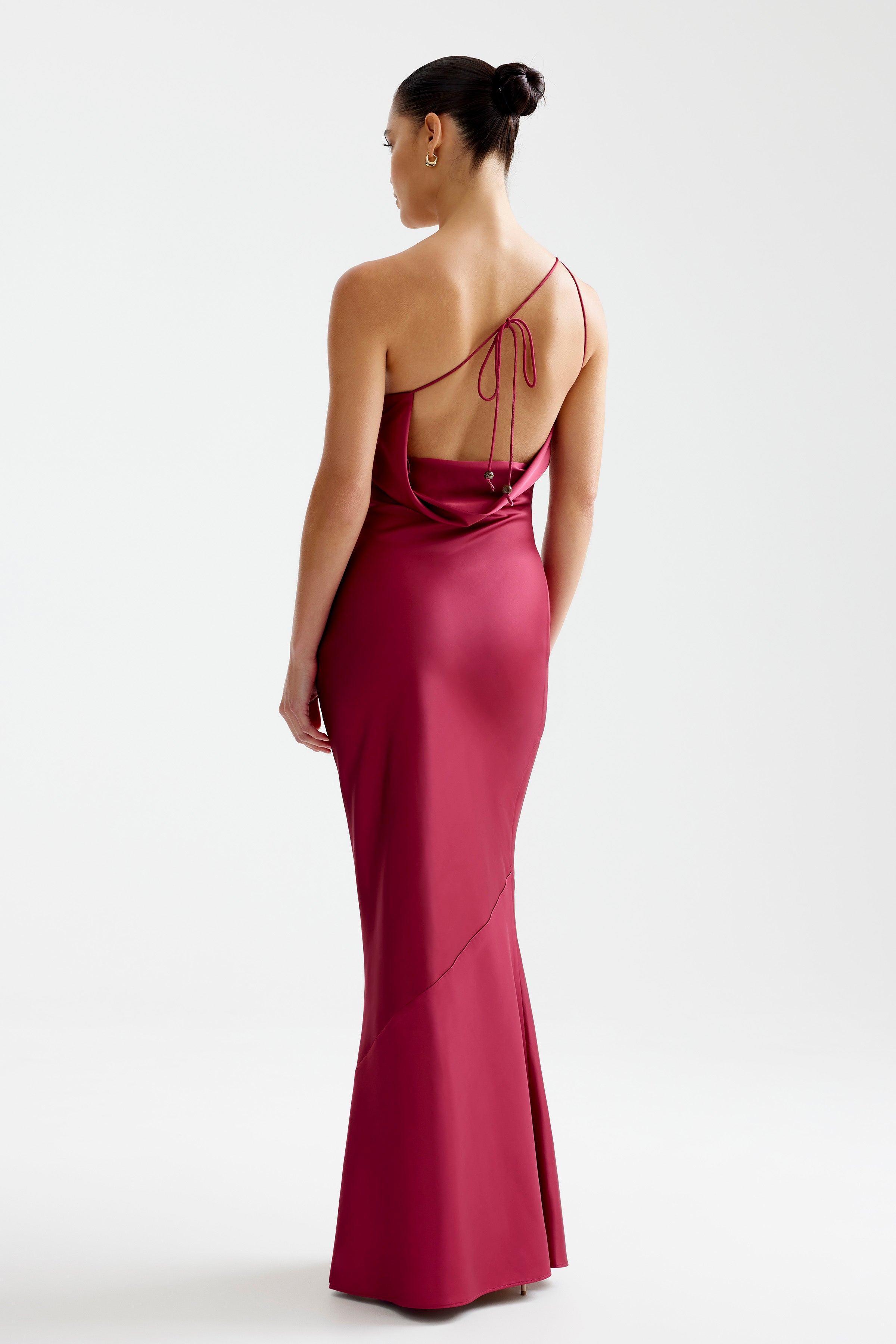 Nola Red Gown One Shoulder Floor Backless Cowl | Studio Lexi Nola Red Gown One Shoulder Floor Backless Cowl | Studio Lexi