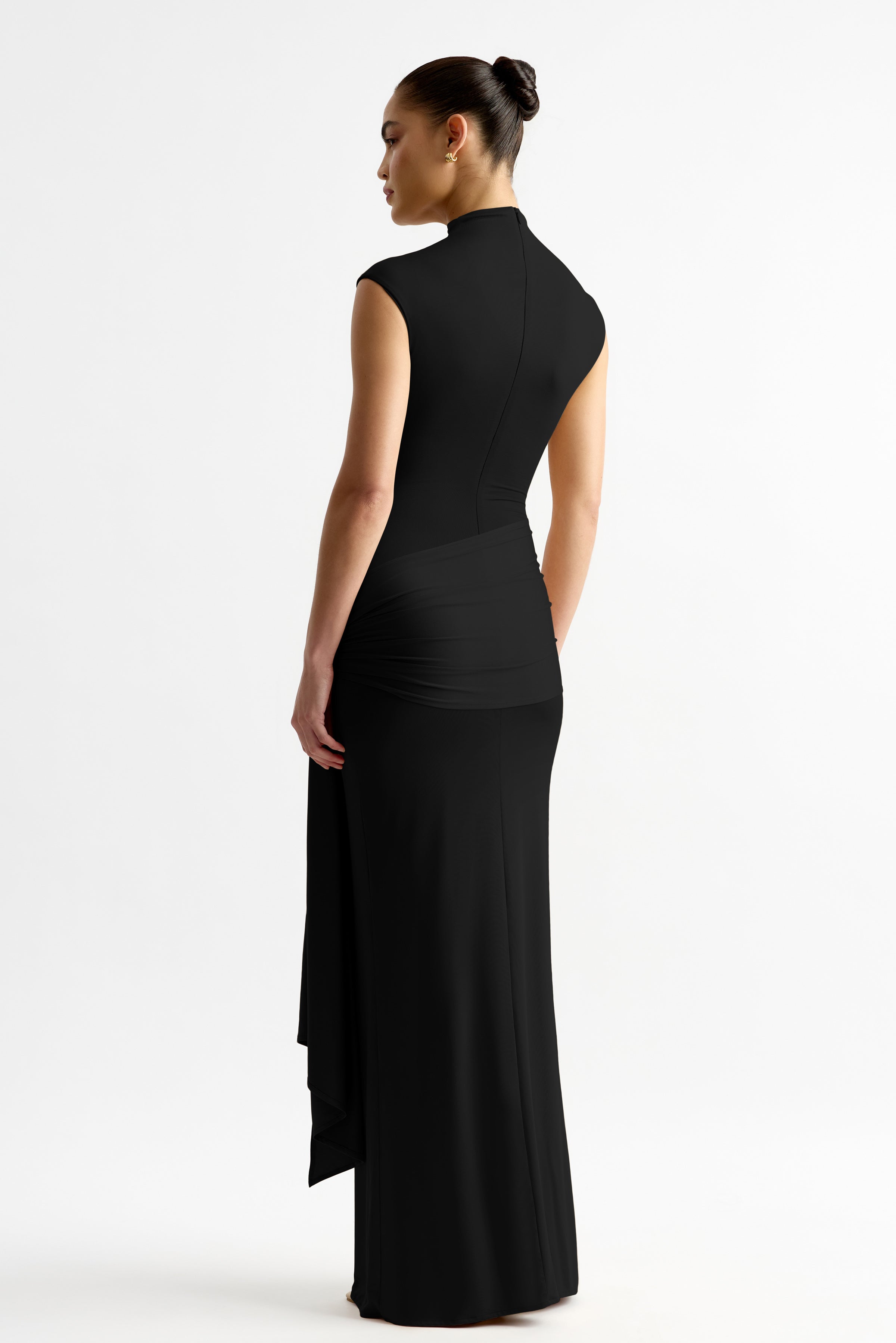 Thierry Dress Black Jersey Gown Floor Length | Studio Lexi