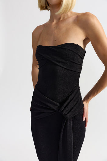 Tiffany Dress Black Metallic Jersey Mermaid Gown