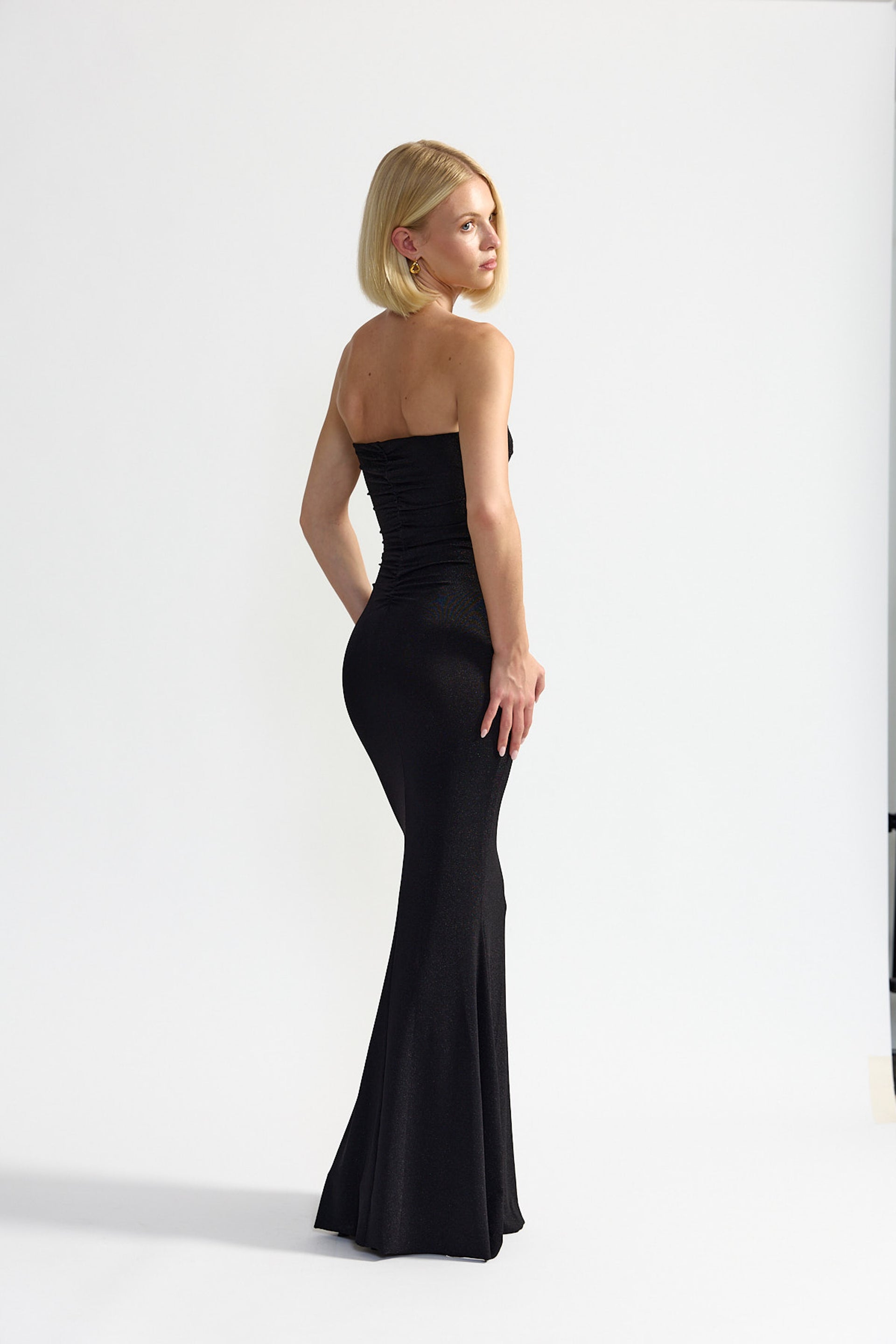 Tiffany Dress Black Metallic Jersey Mermaid Gown