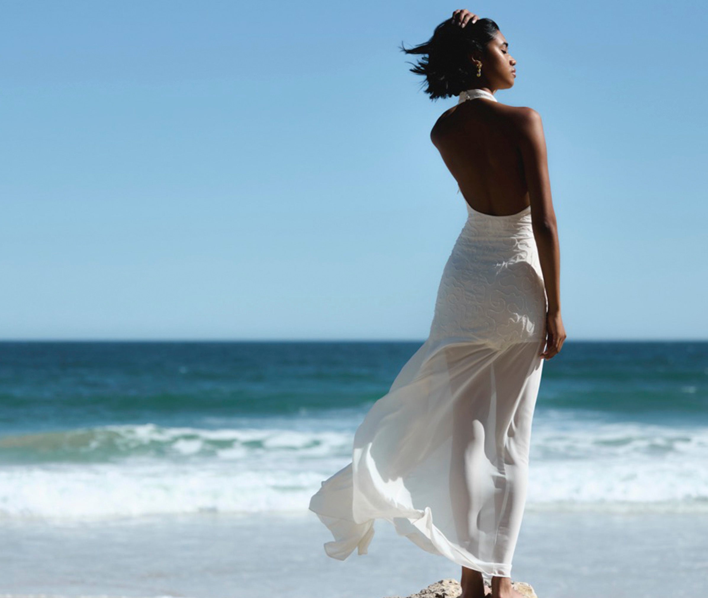 India Oyster Maxi Dress | Plunge Neck Gown - Studio Lexi