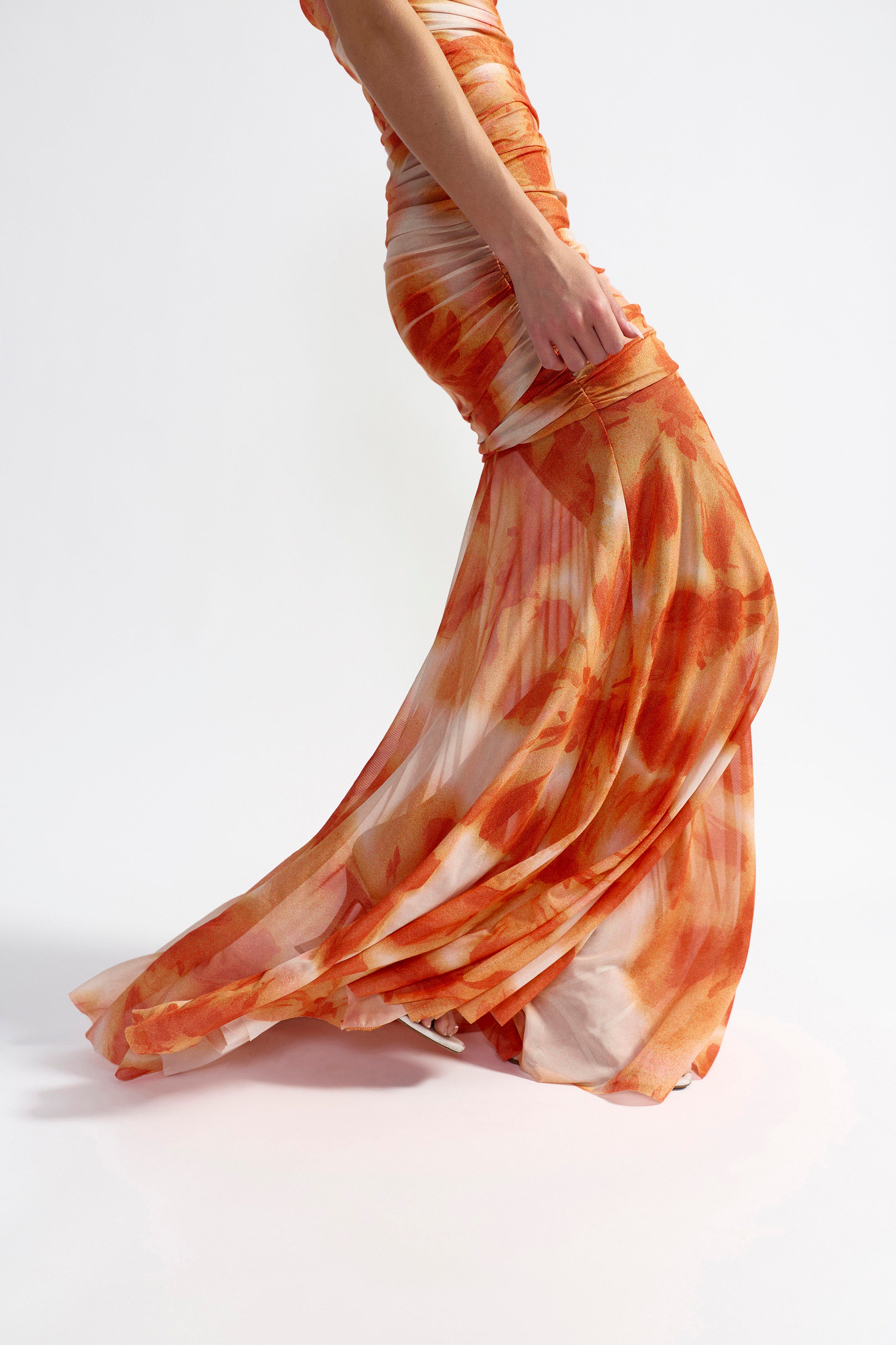 Karissa Dress - Orange Hibiscus Print