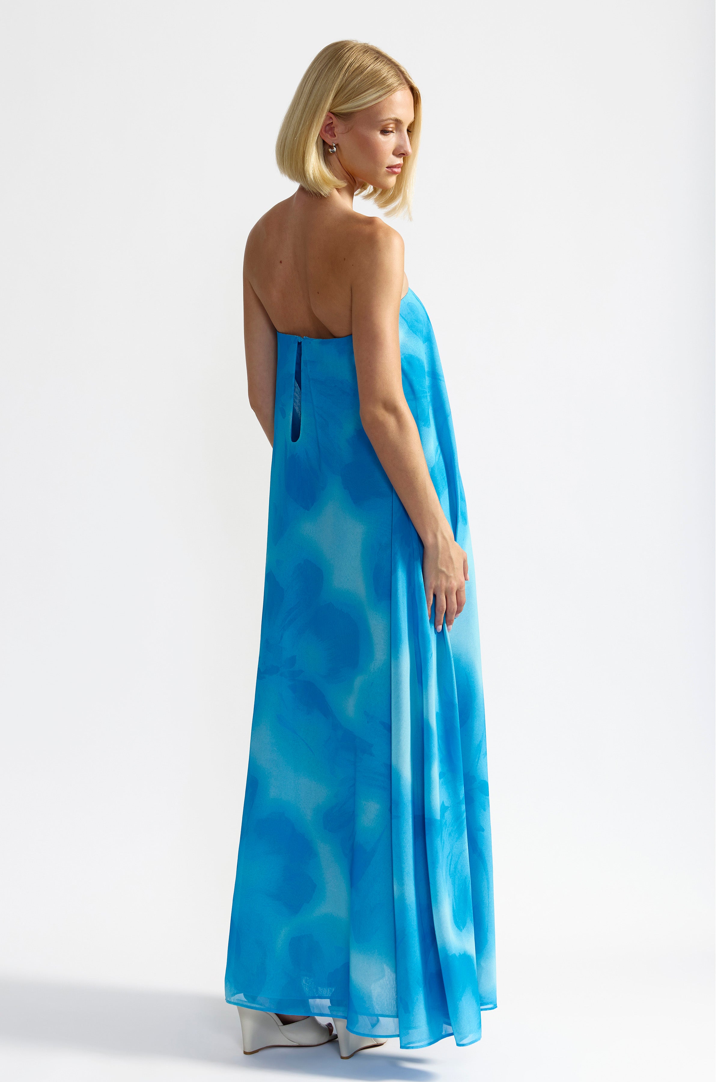 Oliana Dress - Blue Hibiscus Print