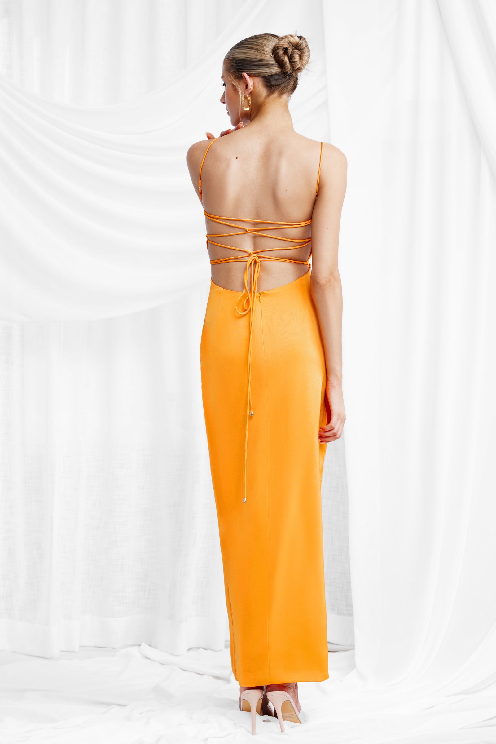 mango orange dress Mango flowy maxi dress in bright orange